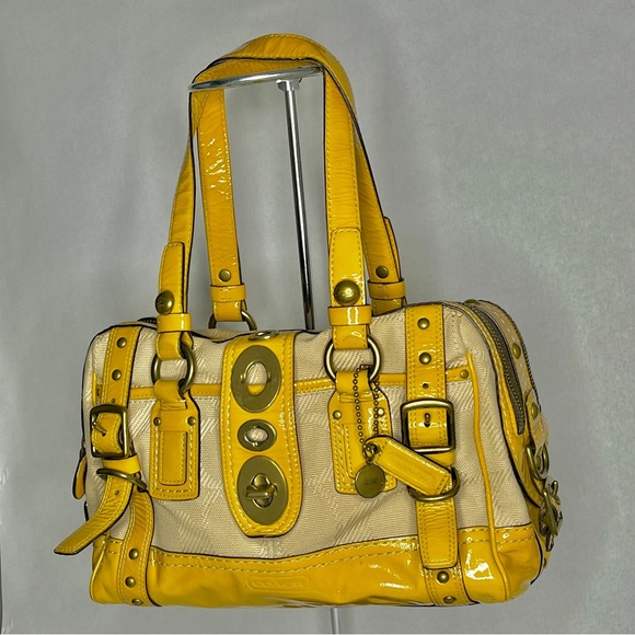 Coach Handbags - $20 Coach Y2K Legacy Yellow 65th Anniversary Satchel Shoulder Bag Purse Buckle